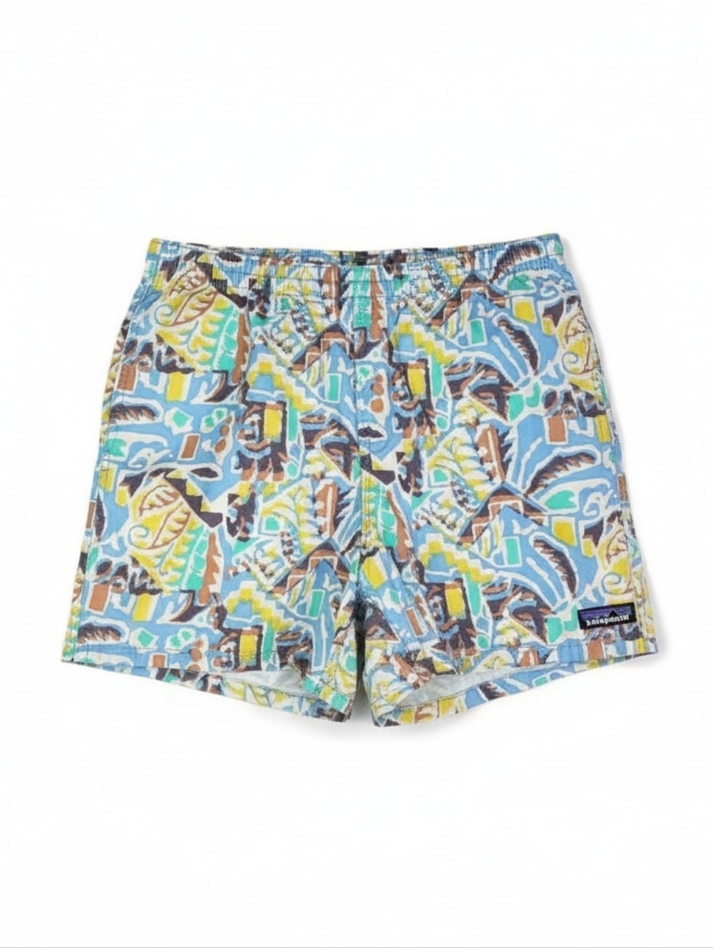 NEW Patagonia S Funhoggers Thriving Plant Lago Blue Cotton Shorts Gorpcore